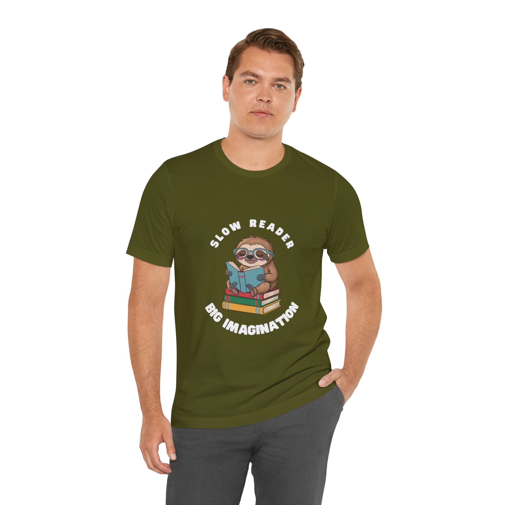 Slow reader Big Imagination sloth Tee