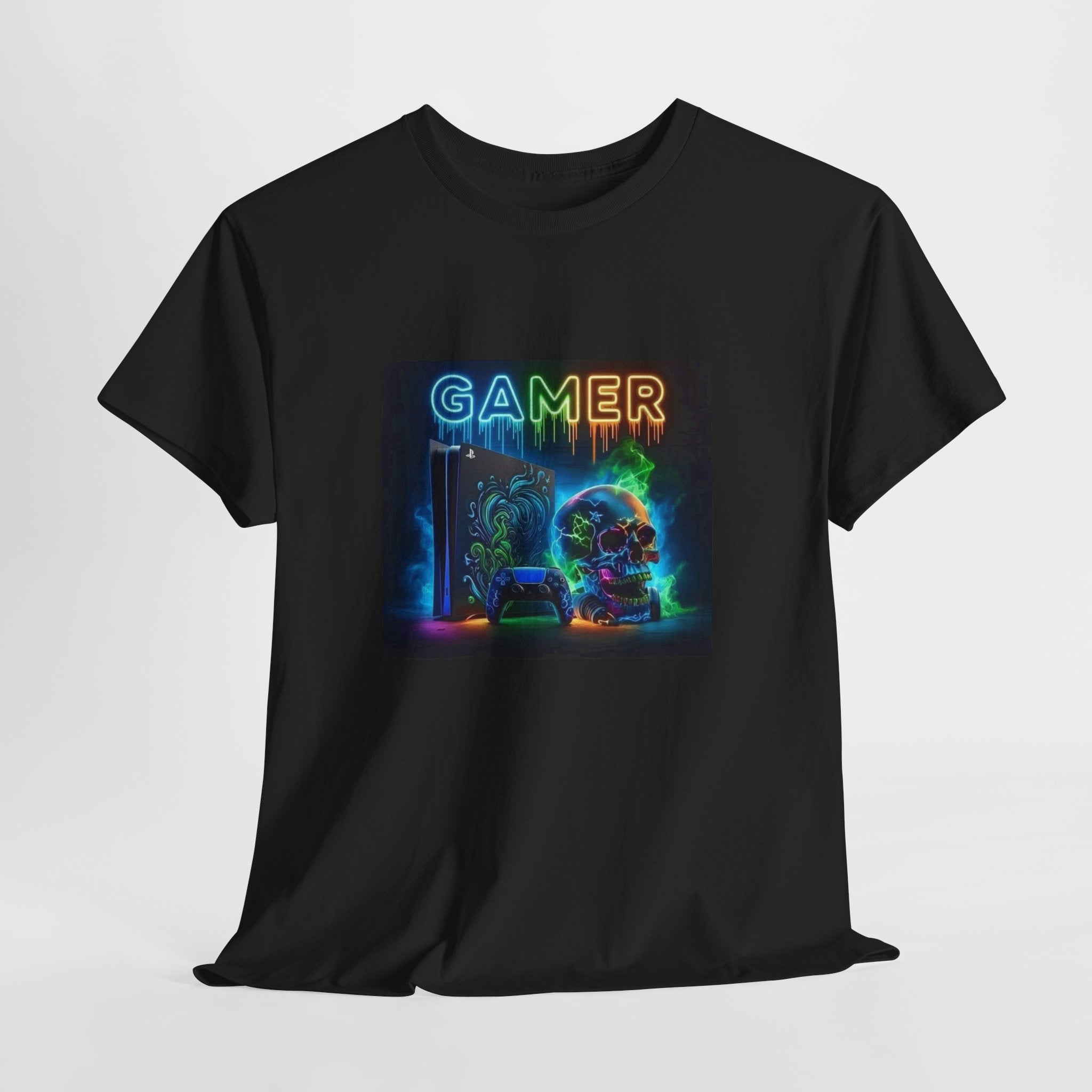 Gamer Neon Skull graphic Tee