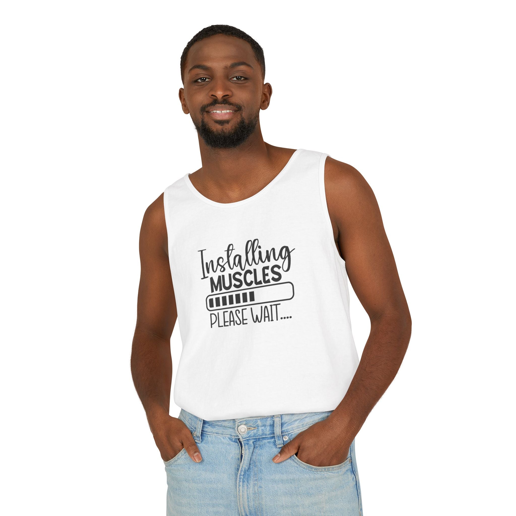 Installing muscles please wait Men's tank top for gym, sports,outdoors