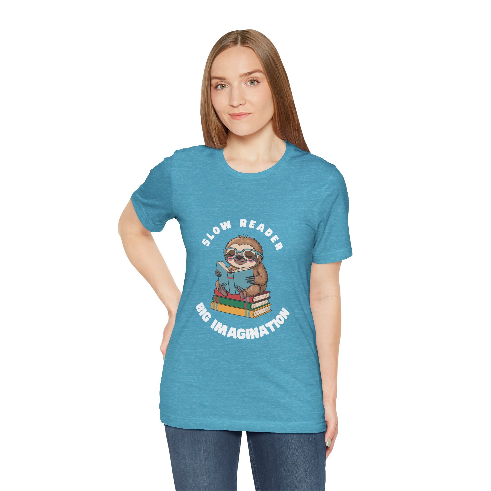 Slow reader Big Imagination sloth Tee