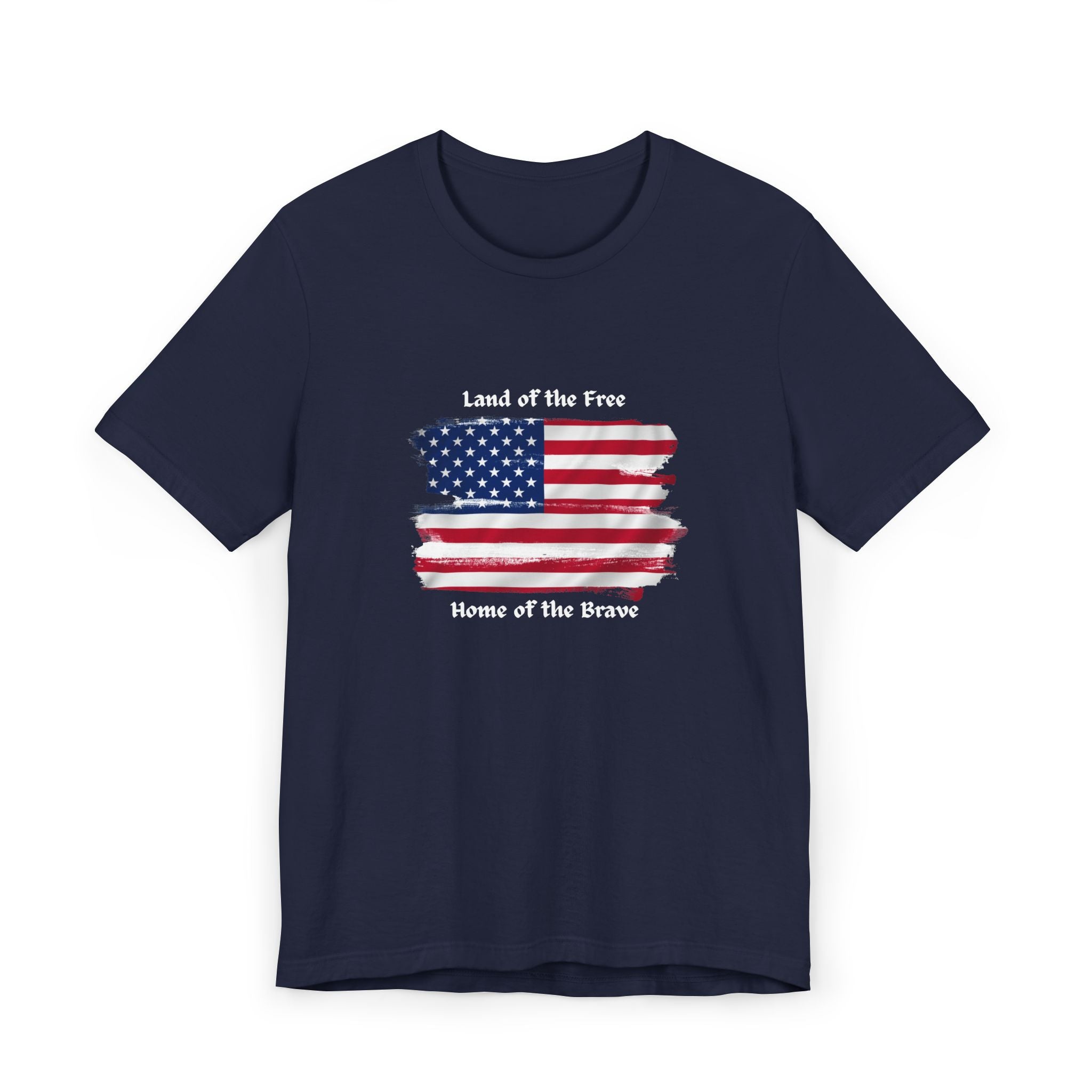 Land of the Free Home of the Brave American flag graphic patriotic Tee