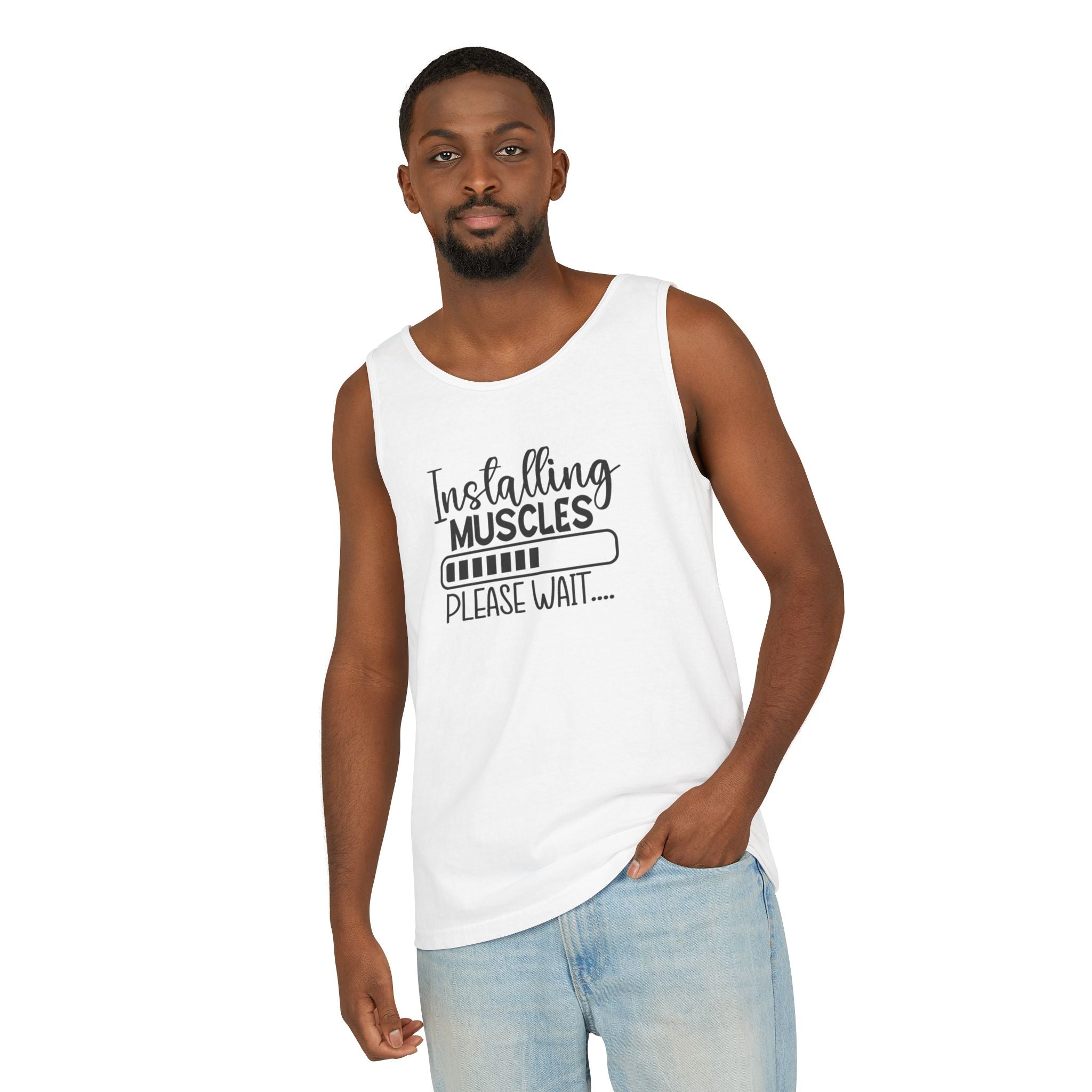 Installing muscles please wait Men's tank top for gym, sports,outdoors
