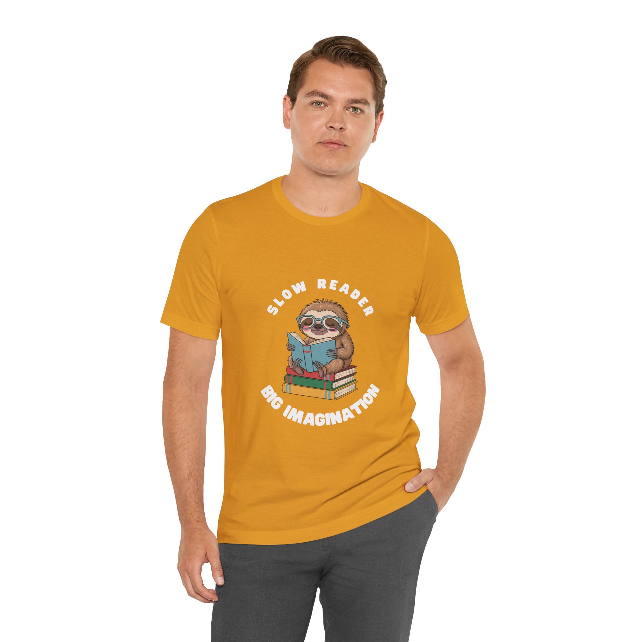 Slow reader Big Imagination sloth Tee