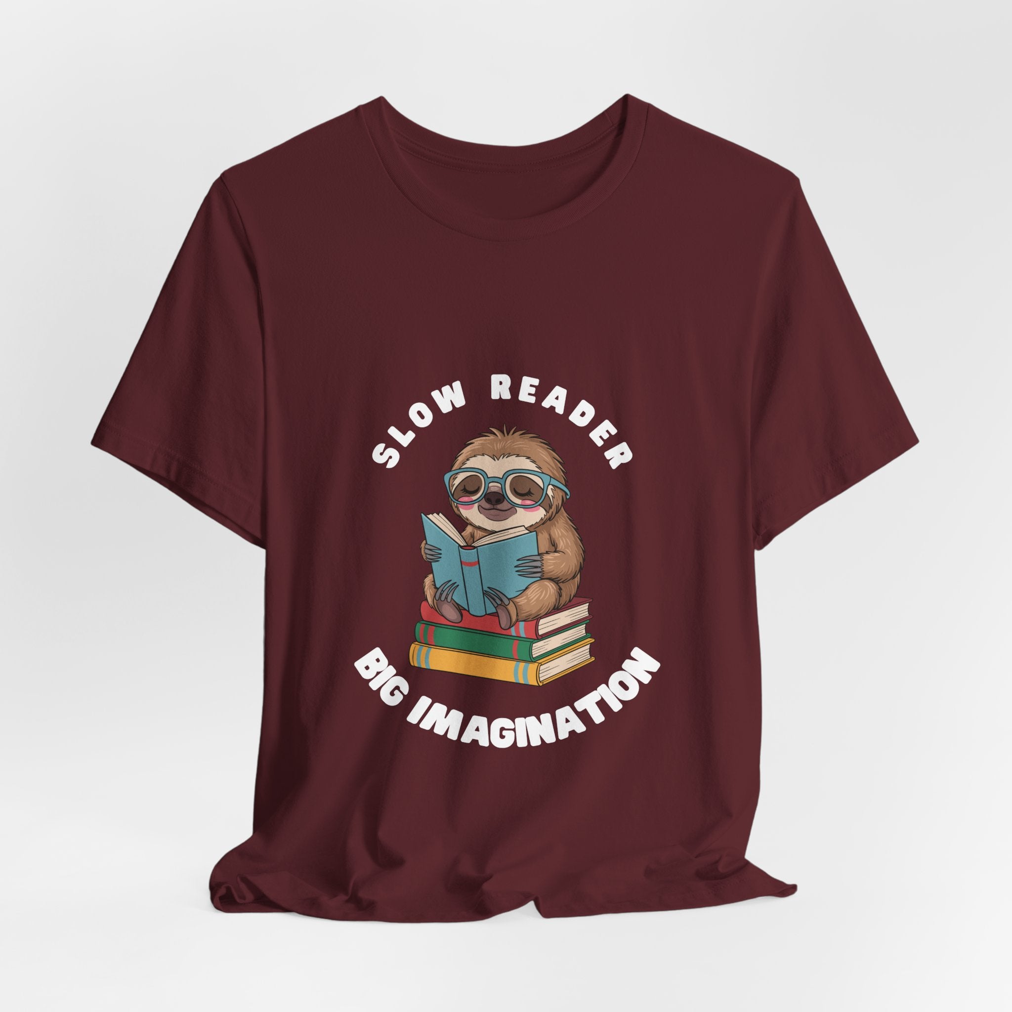 Slow reader Big Imagination sloth Tee