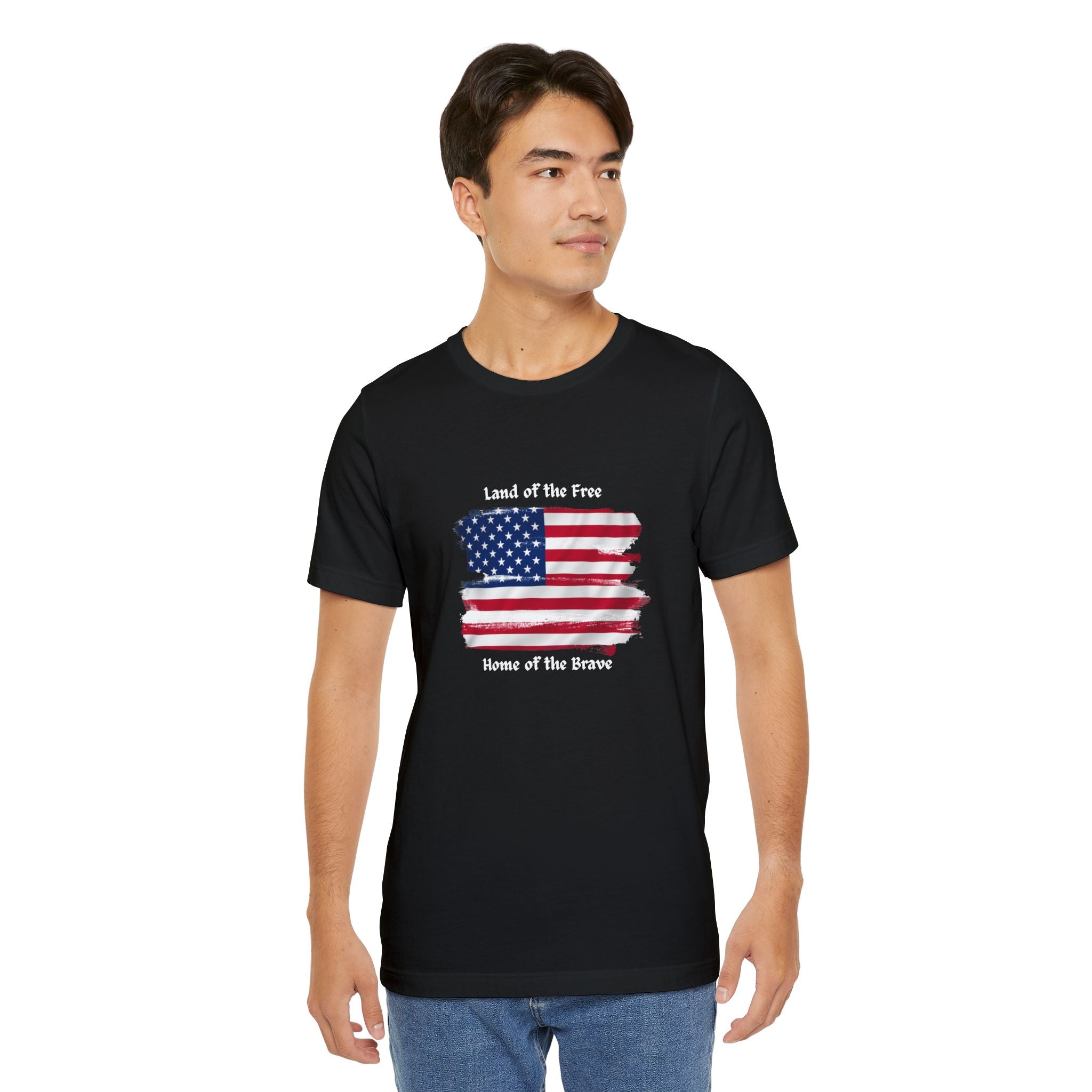 Land of the Free Home of the Brave American flag graphic patriotic Tee