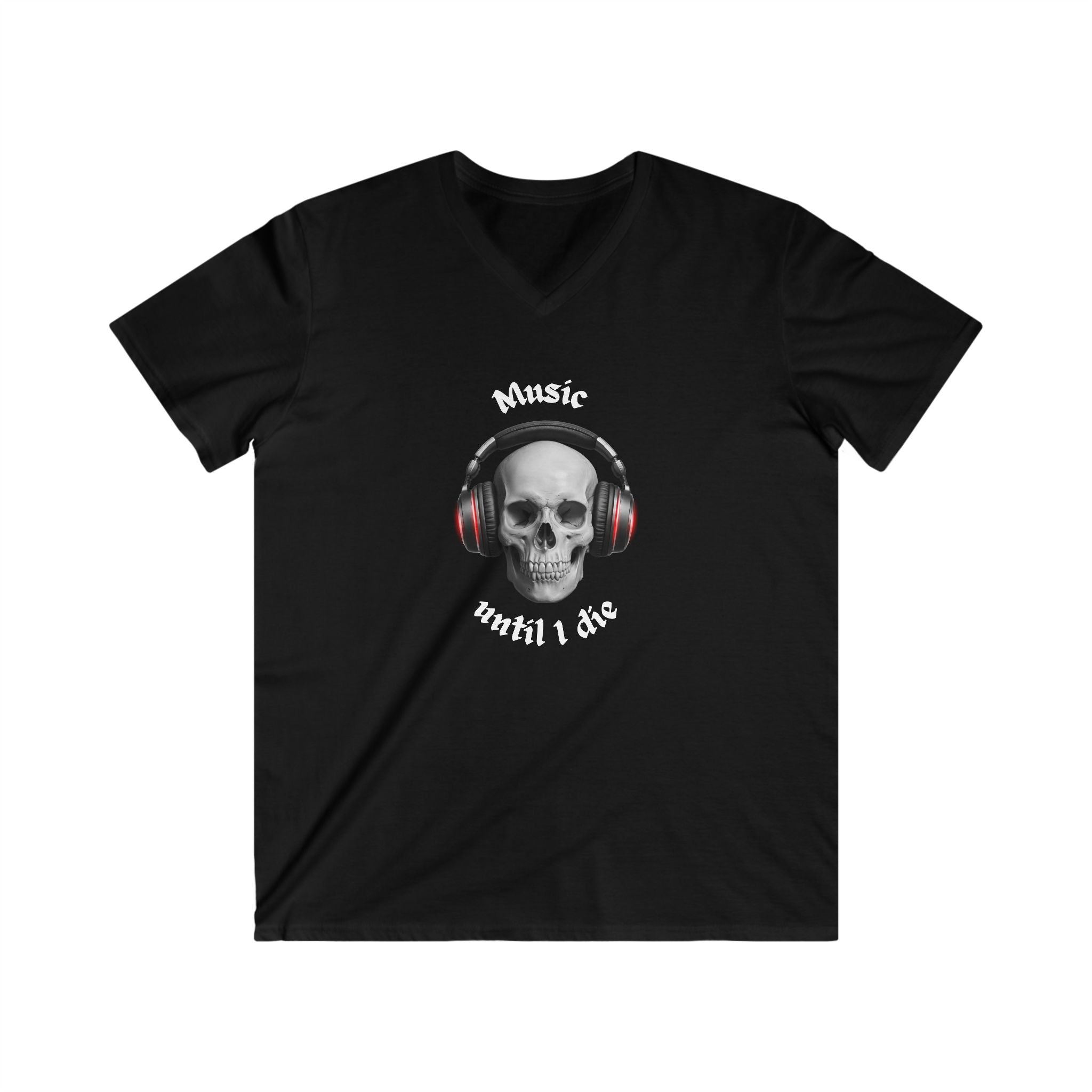 Skull wearing headphones streetwear Urban V-Neck Short Sleeve Tee