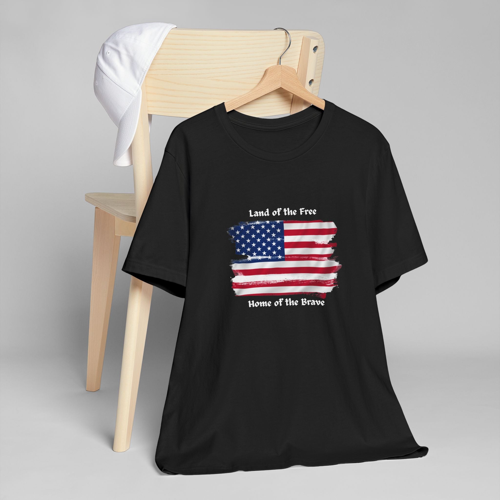 Land of the Free Home of the Brave American flag graphic patriotic Tee