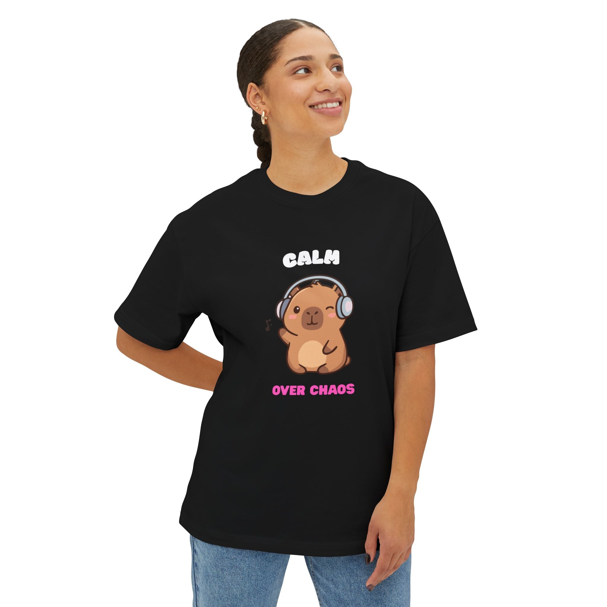 Calm Over Chaos Capybara T-Shirt – Chill Vibes Graphic Tee