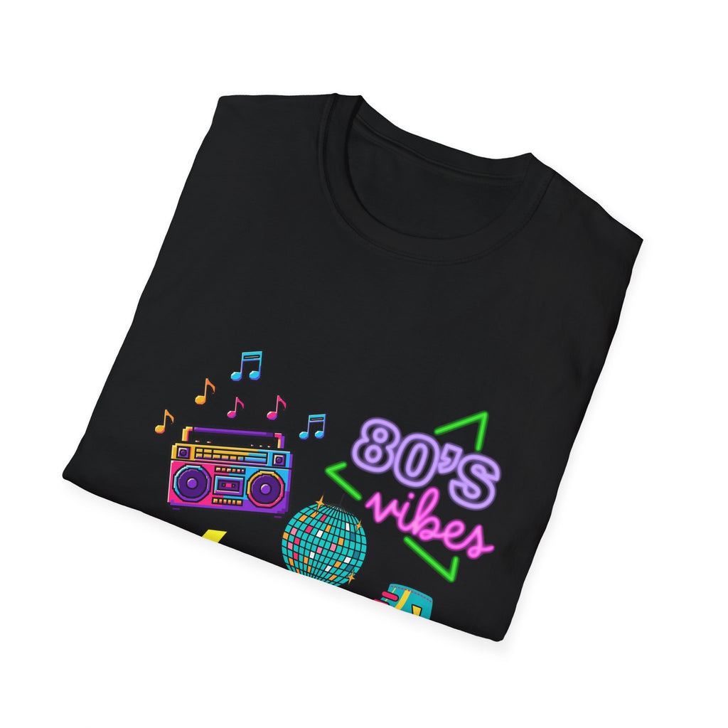 80s vibes trendy black T-shirt