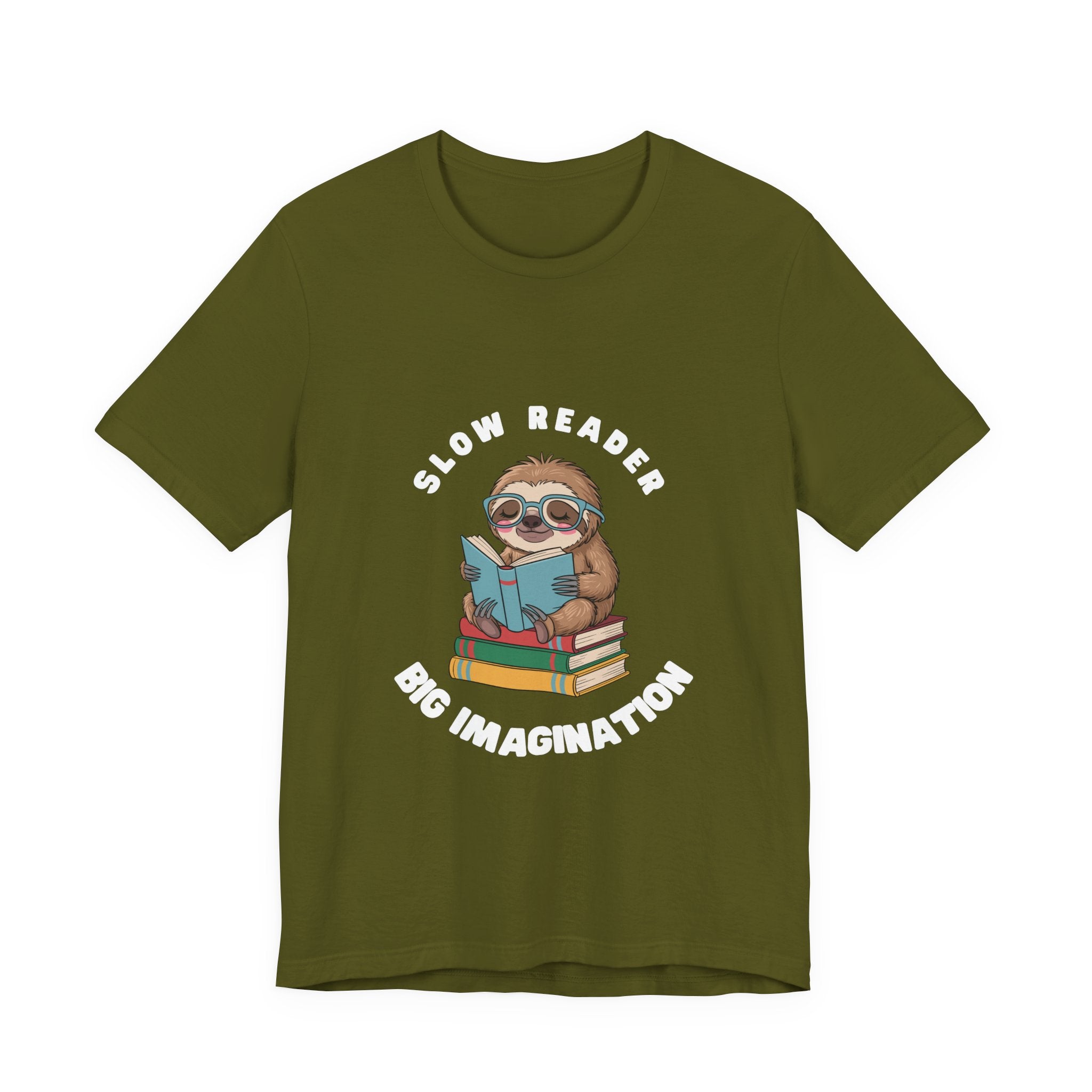 Slow reader Big Imagination sloth Tee