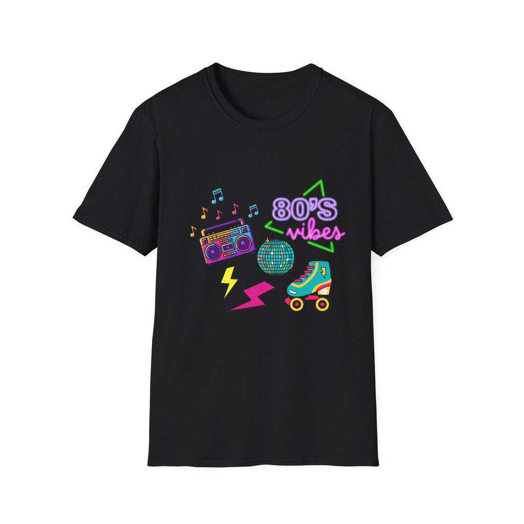 80s vibes trendy black T-shirt