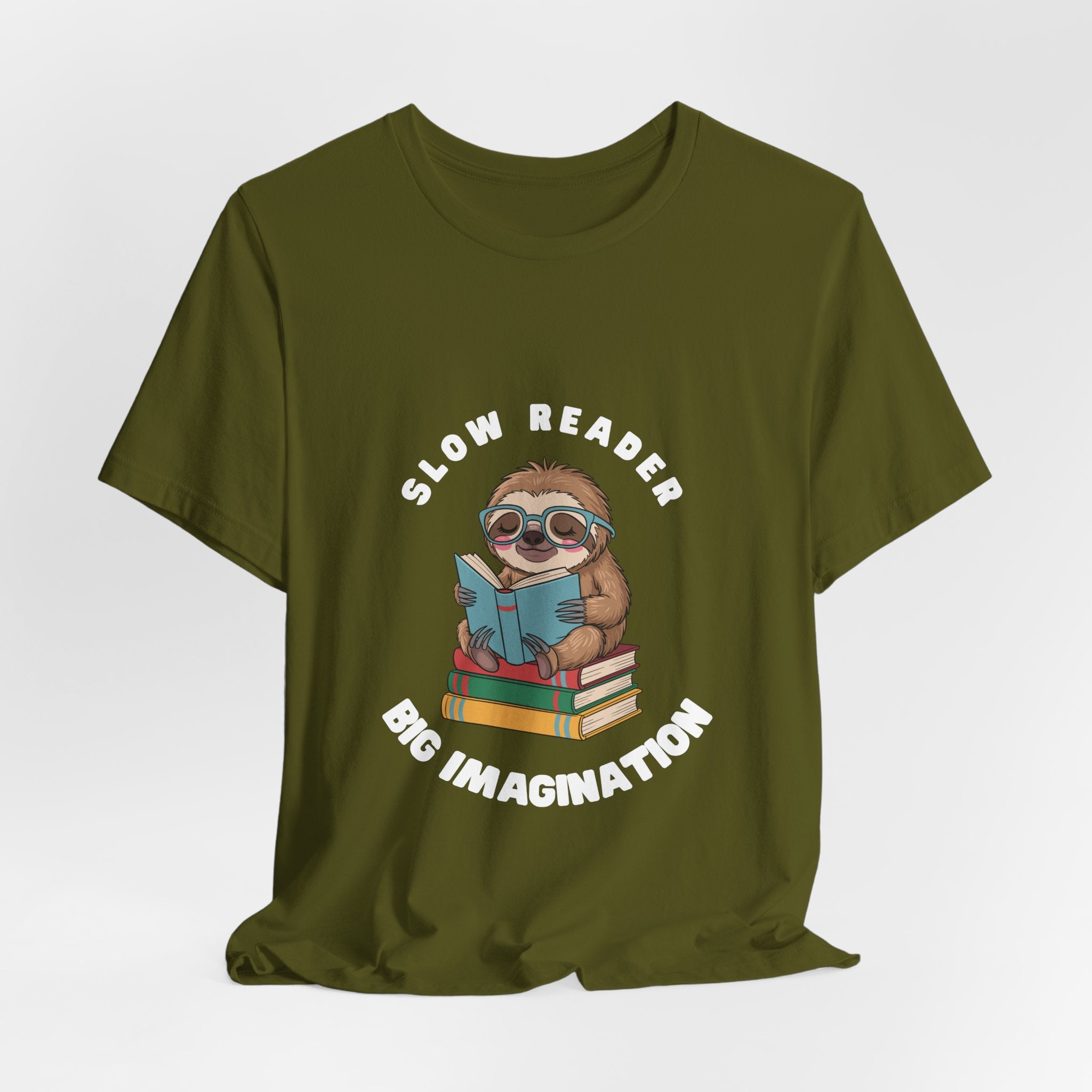 Slow reader Big Imagination sloth Tee