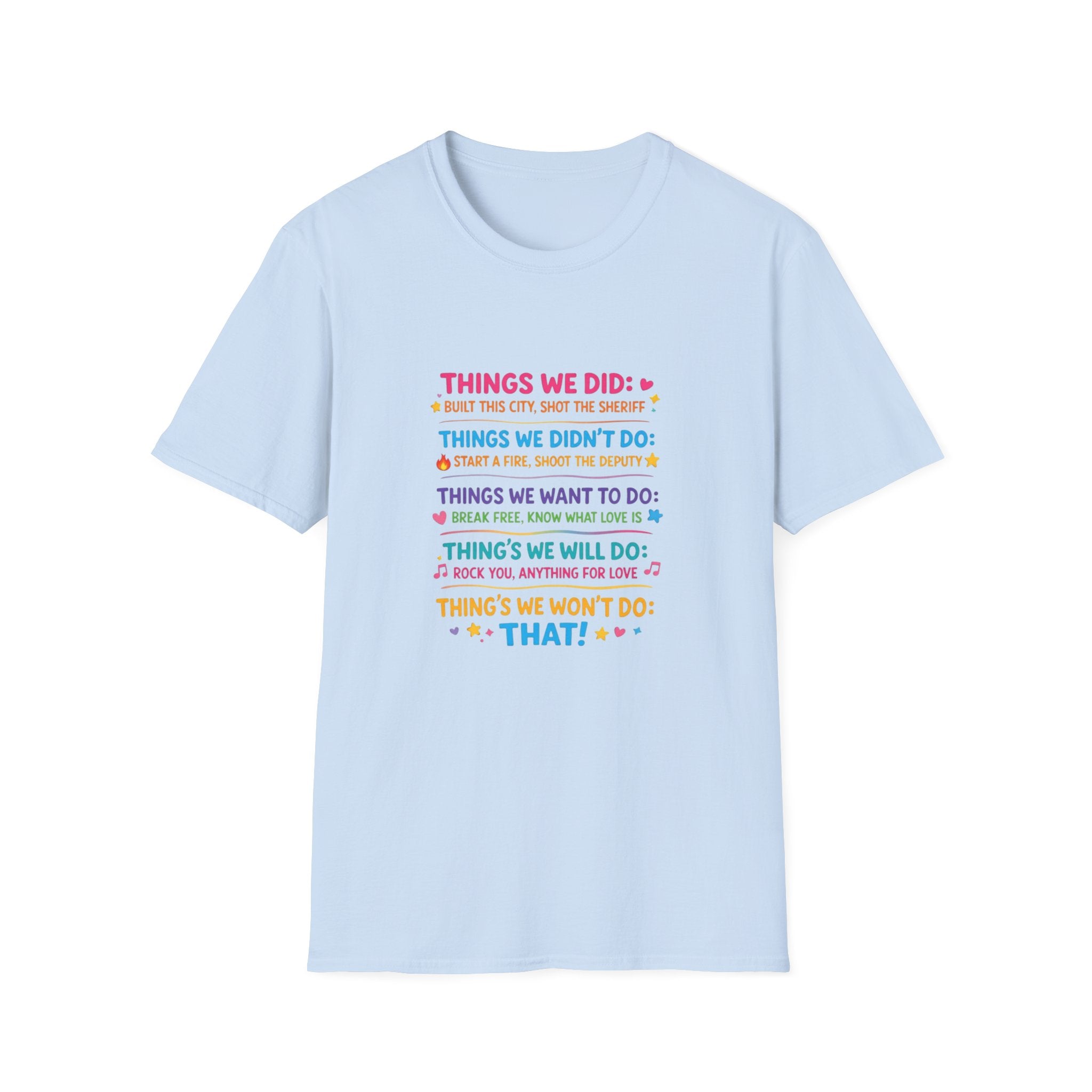 The Ultimate 80s Music Mashup T-Shirt: "Things We Did" Edition