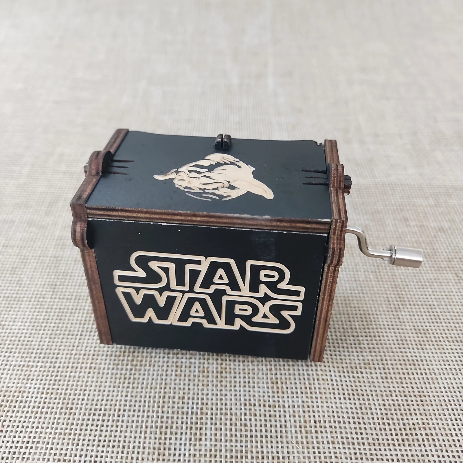 May the force be with you Music Box Black Wooden Antique Carved Hand Cranked Classic Theme Music for Birthday Christmas Gifts Family Decoration
